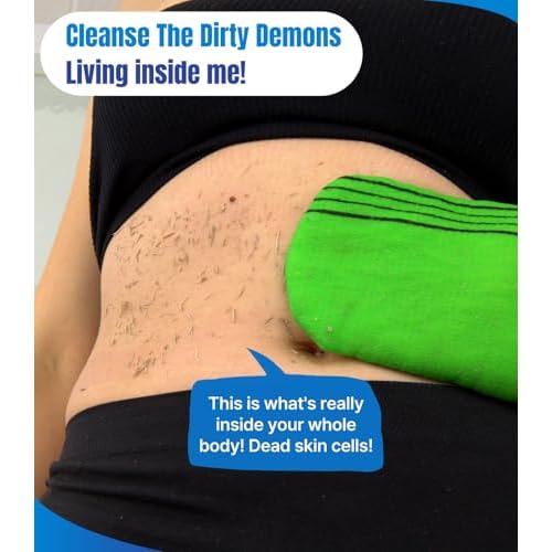 exfoliating Glove Body wash loofah Korean Skin Care face Lip Body Scrub Dry Brushing Body Brush Foot Back Scrubber (Green)