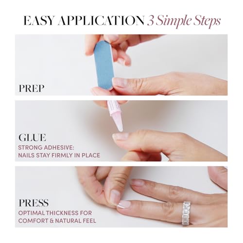 Glamnetic Press On Nails - Frosted Cranberry | Short Almond Fake Nails in Deep Red with Jelly Finish, Salon Quality Holiday Nails | 15 Sizes - 30 Nail Kit with Glue