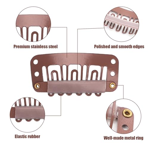 32pcs U-Shaped Wig Clips - Small Comb Metal Clips with Soft Rubber Snaps - Accessories for Wigs, Braids, Hair & DIY Chunni