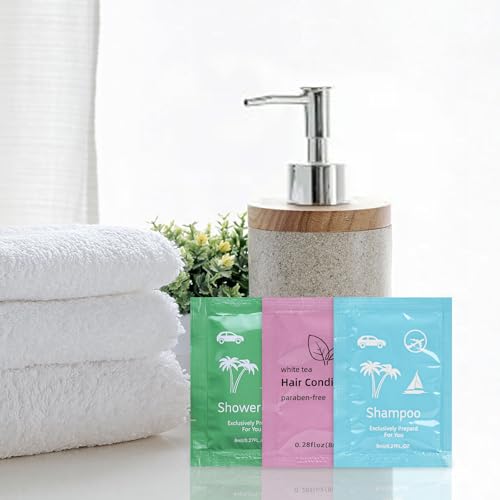 Body Wash Shampoo Conditioner Set Travel 0.28fl Oz,Travel Size Shower Gel Set,Shampoo and Conditioner Travel Bulk,Hotel Supplies Bulk Hygiene Kits for Homeless Guests Hotel (50)