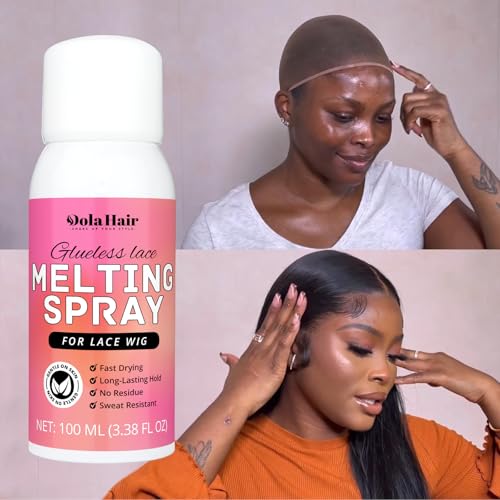 Dolahair Lace Melting Spray for GlueLess Wigs lace Bond Melting Spray Bond Adhesive Wig Glue Spray (Melting Spray/1 Band/1 Brush)