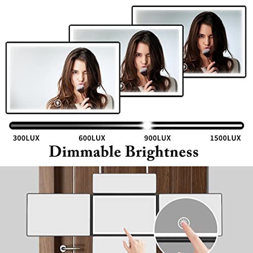 UHdod 5 Way Mirror for Hair Cutting with LED Light, 360¡Æ Barber Mirrors with Adjustable Height Brackets, Makeup Mirror for Self Cut, Shaving, Grooming, Good Gifts for Men Women