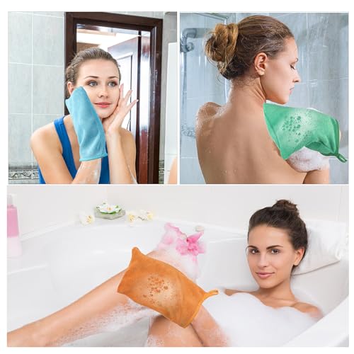 PHOGARY 5 Pack Microfiber Face Cloths, 6"x8" Fast Drying Bath Mitts Washcloth, Super Absorbent Soft Lightweight Towel Body Facial Cloths Small Wash Mitt for Travel Showering Washing Face