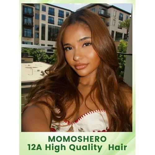 12A Chocolate Brown Bundles With Closure Human Hair Body Wave, Soft Glossy Wavy 100% Remy Hair Weaves Colored #4 Medium Dark Brown 3 Bundle and 2X6 HD Lace Closure Deep Part 14 16 18+14 inch