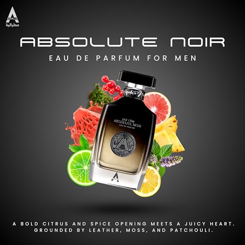 Absolute Noir Eau De Parfum for Men 100Ml 3.4Oz - Luxurious and Long Lasting Fragrances with Top Notes of Bergamot, Lemon, Grapefruit, Pink Pepper