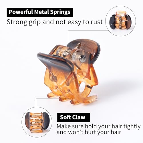 Cobahom 150PCS Extra Small Claw Clips for Thin Thick Hair, Super Mini No-Slip 0.55 Inch Tiny Hair Clips for Hair Styling, Small Hair Accessories for Women Girls, Brown, Black, Clear