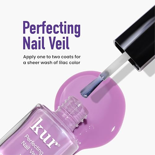 LONDONTOWN Violet Vibes Nail Polish Set - Perfecting Nail Veil #9, Sheer Lilac Tint, .40fl oz, with Bottle Service Polish Holder and Roll & Glow Cuticle Oil, Passionfruit for Dry Cracked Cuticle Care