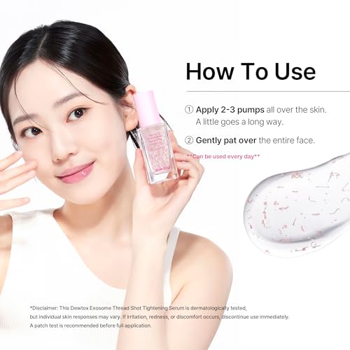 Dewtox Exosome Thread Shot Tightening Serum, Facial Serum with Niacinamide for Pore Minimizing & Firm Skin, Glass Skin, Korean Skincare (1.69 Fl Oz / 50ml)