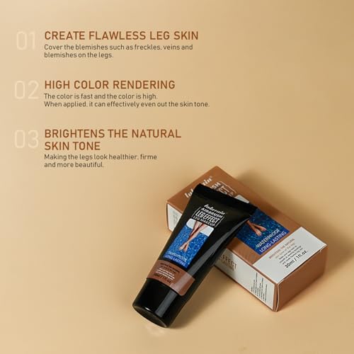 Waterproof Leg Makeup No Transfer,Full Coverage Body Concealer for Legs, Vein Cover-Up Cream, Even Skin Tone, Natural Tan Finish, Instant Tanning Flawless Legs,Body Foundation (#02 MEDIUM GLOW, 30ML)