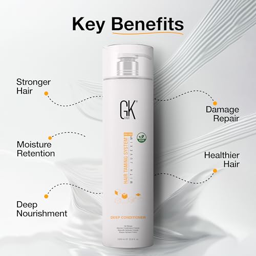 GK HAIR Global Keratin Deep Conditioner Masque (33.8 Fl Oz/1000ml) Intense Hydrating Repair Treatment Mask for Dry Damaged Color Treated Frizzy Hair Restoration Formula with JOJOBA Seed Oils