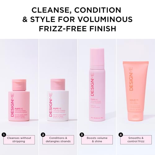 DESIGNME Dream Mane Volume Kit | Holiday Gift| Volumizing Shampoo & Conditioner, Hair Mousse & Styling Cream | Boosts Volume, Body & Fullness, Smooths Frizz & Heat Protection | Color Safe