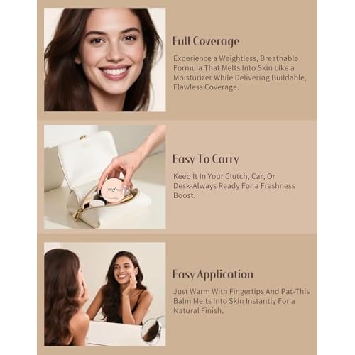bayfree Tinted Moisture Foundation Balm, All-Day Wear Full Coverage Foundation, Hydrating & Weightless, Sweatproof & Humidity-Resistant, Buildable Natural Finish, Vegan Korean Makeup