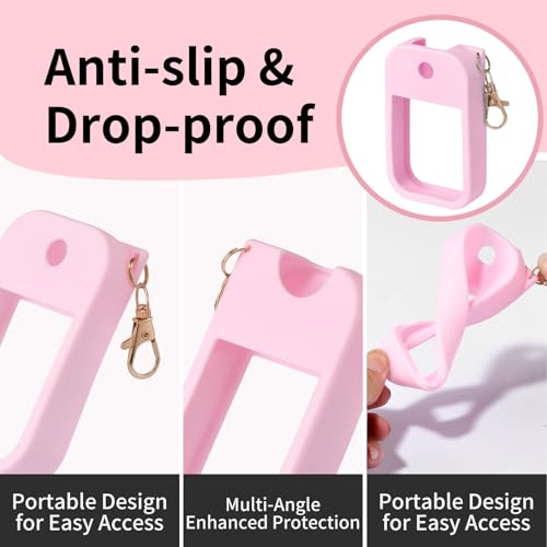 3pcs Silicone Case Compatible With Touchland Hand Sanitizer Spray, Protective Case With Keychain For Spray 1 Fl Oz, Travel Size, Compatible With Power Mist & Glow Mist, (Pink, Blue, White)