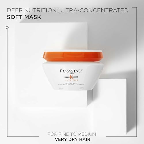Kerastase Nutritive Masquintense Mask For Fine to Medium Dry Hair - Deeply Nourishes & Conditions, With Plant-Based Proteins & Niacinamide, 6.8 Fl Oz