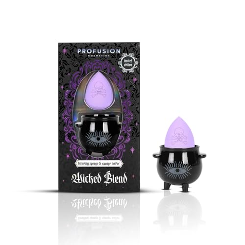 Profusion Cosmetics Wicked Blend Blending Sponge and Sponge Holder, Versatile Tool for Smooth and Enhanced Makeup Application, Achieve Ideal Blending
