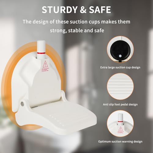 Shower Foot Rest for Shaving Legs,Shower Shaving Foot Rest,Foot Rest for Shower with Powerful Suction Cup,Foldable Shower Shaver Foot Rest Suitable for RV Bathroom,Easy to Carry While Traveling