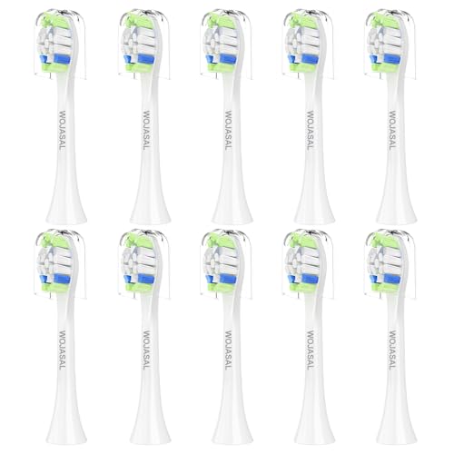 Replacement Toothbrush Brush Heads Compatible with Philips Sonicare Electric Toothbrushes with Click-on System Dupont Bristles for Optimal Plaque Remove, Pack of 10, White