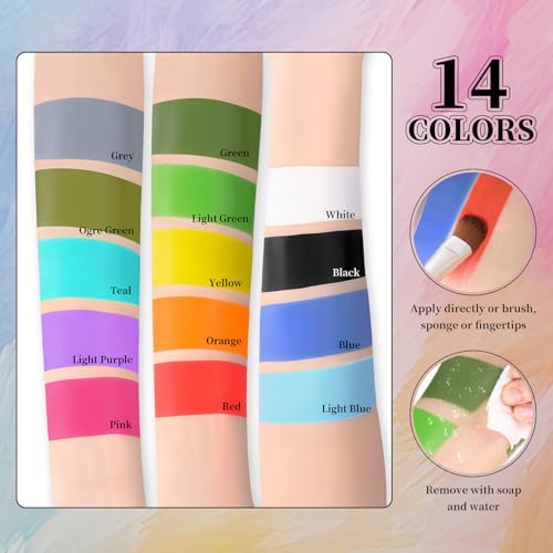 Orange Face Body Painting Stick,Professional Orange Full-coverage Cream Face Paint for Halloween SFX Tiger Pumpkin Clown Cosplay, Washable Eye Stick for Adult Festival & Theater Performance