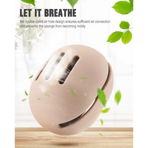 FERYES Makeup Sponge Holder ? Shatterproof Eco-Friendly Silicone Beauty Make Up Blender Case for Travel - Khaki