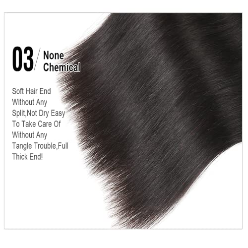 12A Straight Bundles Human Hair (22 24 26 28 Inches, Straight 4 Bundles) 100% Unprocessed Brazilian Virgin Straight Human Hair Bundles Natural Color Raw Hair