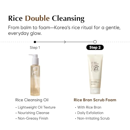 MIDHA RICE BRAN SCRUB FOAM 5.07fl.oz/150ml, Deep Cleansing, Pore-Purifying, Gentle Exfoliating – Soft Micro-Foam Face Wash with Balanced pH & Hydrating, Nourishing Care
