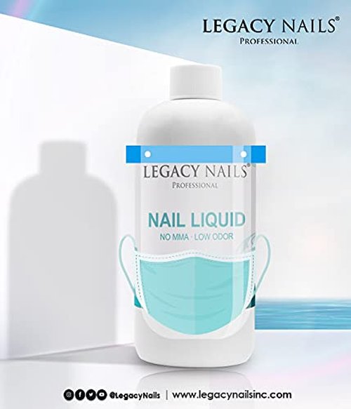 LEGACY NAILS Professional NAIL LIQUID MONOMER - MMA-Free, Acetone-Free, Low Odor Formula, Compatible with All Acrylic, Perfect for Nail Extensions, Sculpting & Overlays - 473ml / 16 FL.oz.