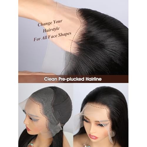 BELE 13x4 Straight Lace Front Wigs Human Hair 210% Density Straight Human Hair Wigs Double Drawn Hair Wigs for Balck Women Bleached Knots Pre Pluckedwith Baby Hair 20 Inch