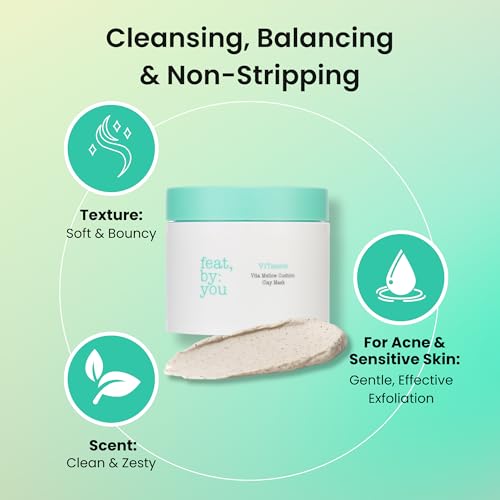 Feat By You ViTassie Vita Mellow Cushion Clay Mask for Face - (4.56 fl.oz) Korean Face Mask with Bentonite & Kaolin for Blackheads, Pores & Sebum Control, Gentle Exfoliation, Vegan, Cruelty-Free