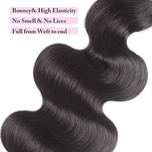 12A Human Hair Bundles Body Wave Bundles Human Hair 26 28 30 Inch 100% Unprocessed Brazilian Virgin Hair Bundles Deals Weave 3 Bundles Human Hair Extensions Body Wave Bundles Natural Black
