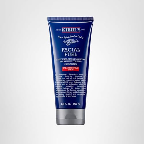 Kiehl's Facial Fuel Moisturizer with SPF 20 for Men, Energizing Face Moisturizer for Dull Skin, Non-Greasy Feel, Hydrating Lotion & Broad Spectrum Sunscreen, with Caffeine & Vitamin C - 6.8 fl oz