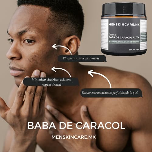 100g Snail Slime Cream for Men; regenerates damaged skin, fades blemishes, improves skin elasticity and firmness by stimulating cell renewal with 7% protein extract.