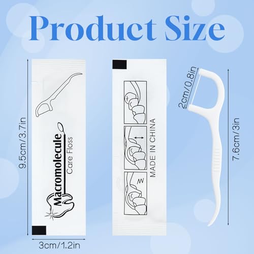 Individually Wrapped Dental Floss Picks Bulk Disposable Flossing Sticks Teeth Cleaning and Oral Care Travel Size Dental Tooth Floss Pack for Hotels, Weddings, Guests & Business Single Use (100 Pack)