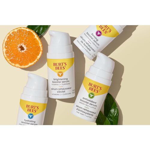 Burt's Bees Vitamin C Turmeric Facial Serum, Brightens Skin & Visibly Reduces Dark Spots, Fine Lines & Wrinkles, Naturally Hydrating, Lightweight - Brightening Booster (1 oz)