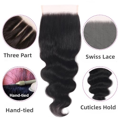 5x5 Transparent HD Lace Closure Human Hair Body Wave Human Hair Closure Invisible Swiss HD Lace Closure Pre-plucked Natural Black (5x5 lace closure, 16inch)