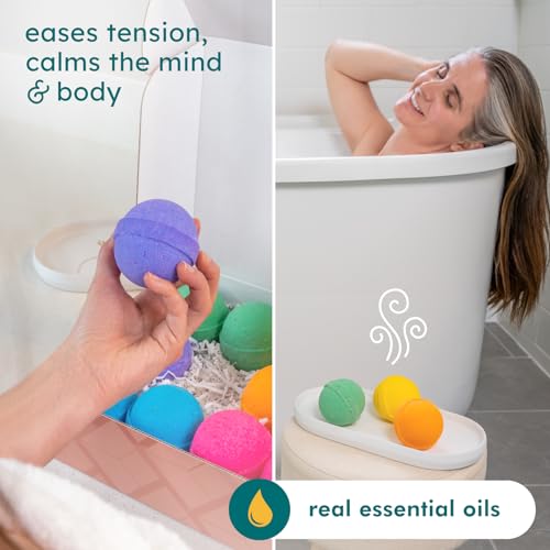Natural Bath Bombs for Women & Men ? Handmade in USA Gift Set with Essential Oils, Shea Butter & Epsom Salt ? Non Toxic Spa Bath Bombs for Sensitive Skin ? Anovina Relaxation Gift
