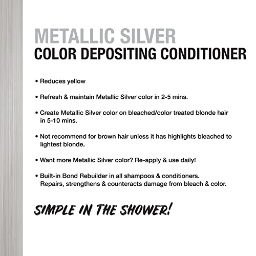 NO FADE FRESH Metallic Silver Color Depositing Conditioner - Semi Permanent Hair Color with BondHeal Bond Rebuilder - Silver Hair Dye - Deep Conditioner Hair Mask 6.4 oz