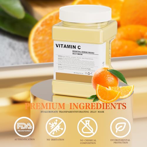 Jelly Mask for Facials Professional,Vitamin C Jelly Face Mask,Brightening & Hydrating Mask, Nourishing & Tightening, Anti-Aging & Acne Treatment, Face Skin Care Bowl Set DIY Spa 23 Fl Oz