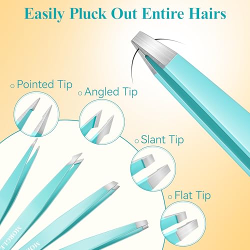 MORGLES Blackhead Remover and Pimple Popper Tool Kit, 10 Pcs Professional Acne Extractor Kit, Ingrown Hair Tweezers with Leather Travel Case for Face and Eyebrow Grooming