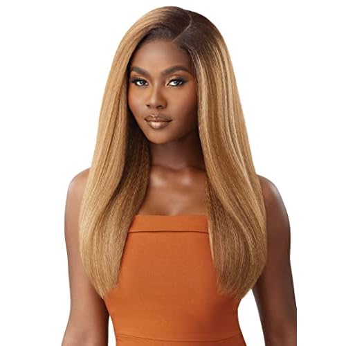Outre - 5X5 Lace Closure Wig - Human Hair Blend - Kinky Straight 24" (OFF BLACK 1B)