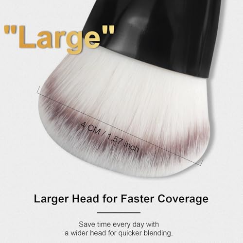 START MAKERS Contoured Foundation Brush, Large Angled Kabuki Makeup Brush for Liquid, Powder, Cream & Stick Foundation Bronzer Contour, Professional Makeup Application Tool for Blending Buffing, Black