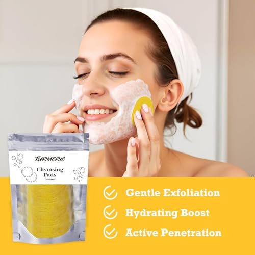 Turmeric Wash and Care 4-Piece Set ? Facial Cleanser with Brush, Soap Bars , Soft Face Cleansing Pads and Turmeric Oil ? Turmeric Face Wash Kit, Turmeric Skincare Set