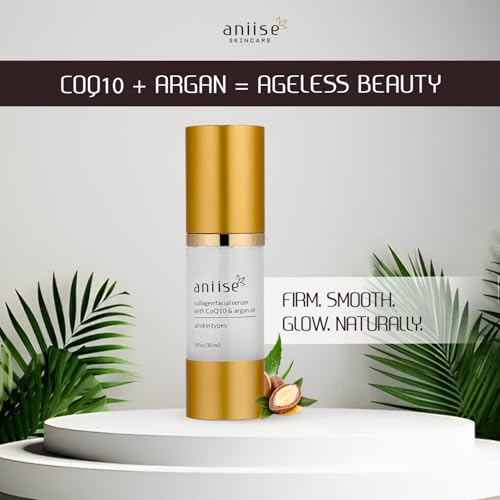 Anti-Aging Collagen Facial Serum with Hyaluronic Acid, CoQ10, Argan Oil, Vitamin C & E - Deeply Hydrates & Moisturizes - Reduces Fine Lines, Wrinkles, Dark Circles & Pigmentation - 1 fl oz / 30 ml