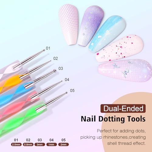 Nail Art Tools, Nail Holder for Painting Nails, 15 PCS Nail Art Brushes, 5 PCS Nail Dotting Tool, Nail Stand for Home DIY & Salon Nail Art Design