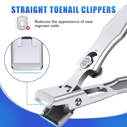 German Nail Clippers for Men Thick Nails,Upgrade Straight Toenail Clippers for Seniors with Wide Opening,Large Heavy Duty No Splash Ingrown Fingernail Clipper Nail Cutter with Catcher
