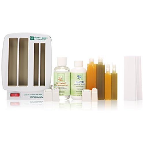 Clean + Easy Petite Triple Roll On Wax Kit ? Hair Removal Warmer with Cartridges, Rollers, Remover & Strips, Pre & Post Wax Care Kit, 120V
