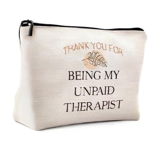 Dwept Funny Gifts for Women Cosmetic Bag, Friendship Gifts, Appreciation Gifts for Best Friends Coworkers Sisters Makeup Bag for Purse, Thank You for Being My Unpaid Therapist Travel Toiletry Bag