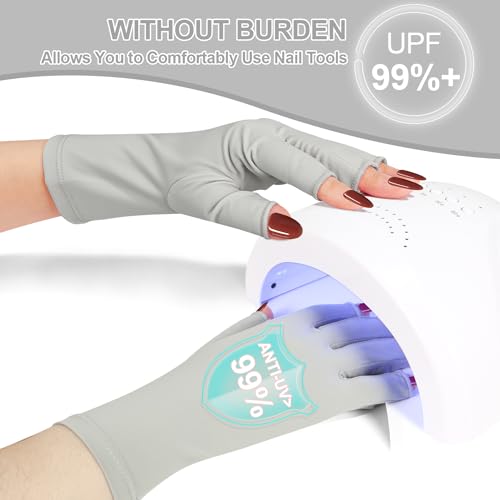 chemotex UV Nail Gloves: Professional UPF50+ Gel Manicure Protection - Art Skin Care Fingerless Gloves for Gel Nail Lamp