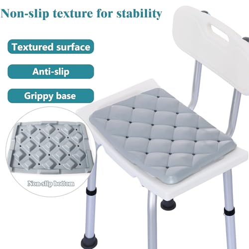 Waterproof Shower Cushion Seat Pad for Bath Bench, Chair, Bathtub, or Walk-in Tub, Non-Slip Foam Bath Seat with Drain Holes, Tailbone Relief Comfort & Support for Seniors, Elderly, Bariatric Chair