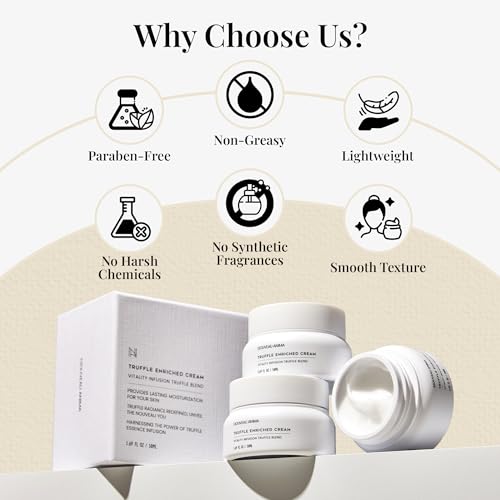 Truffle Facial Cream ? Hydrating White Truffle Skincare with Hyaluronic Acid & Niacinamide, Lightweight, Hypoallergenic, Fragrance-Free, 50ml for All Skin Types
