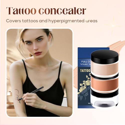 Tattoo Cover Up Makeup Waterproof Concealer.2025 New Two Color Full Coverage Concealer for Scars & Spots,Long Lasting Conceal Foundation Invisible Skin Makeup Tool (Concealer Set/2pcs)